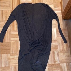 Grey Open High-Low Cardigan